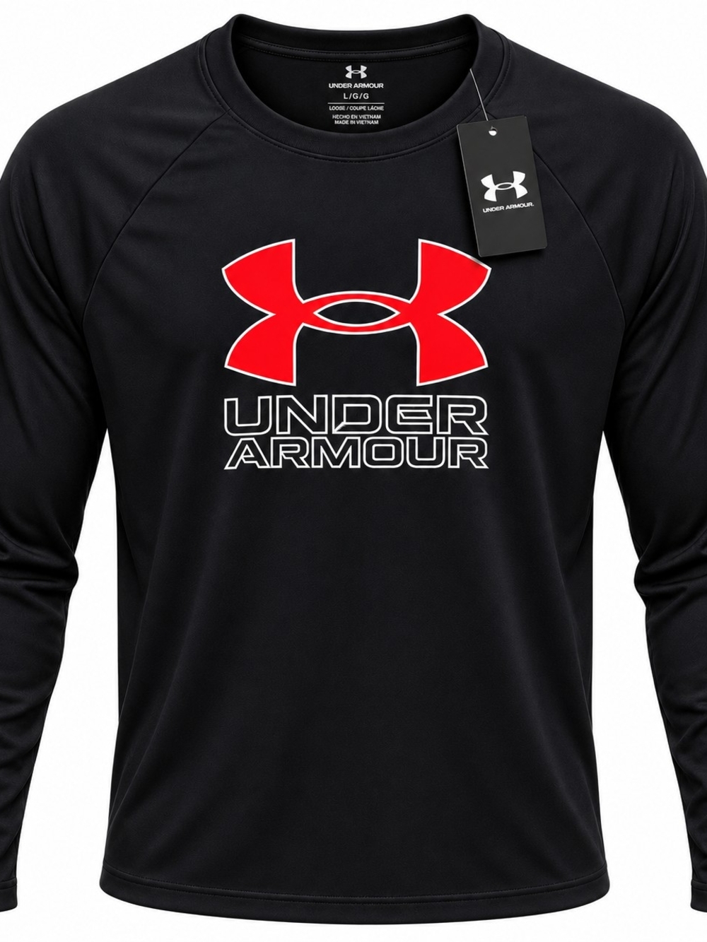 Under Armour Men’s Long Sleeve Performance Tee - Black with Red Logo